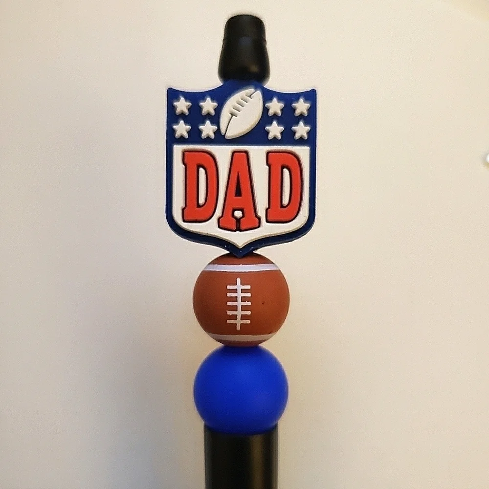 Handmade NFL Dad Football Beaded Silicone Focal Bead Pen
